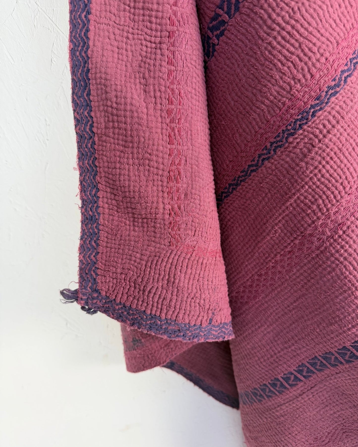 Fine Stitched Embroidered Vintage Kantha Quilt in Deep Plum - Biggs & Hill
