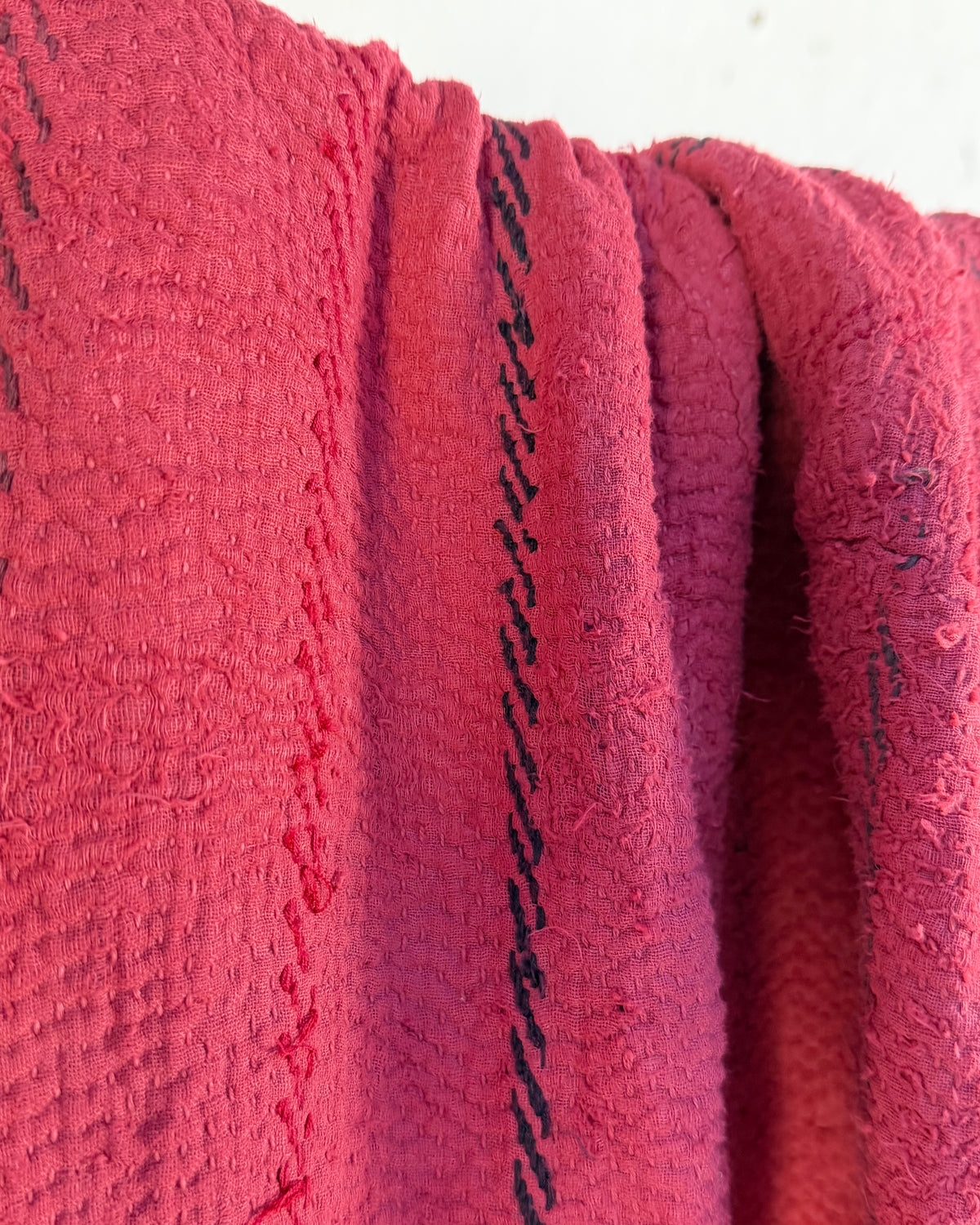 Project Kantha Quilt: Embroidered Deep Pink