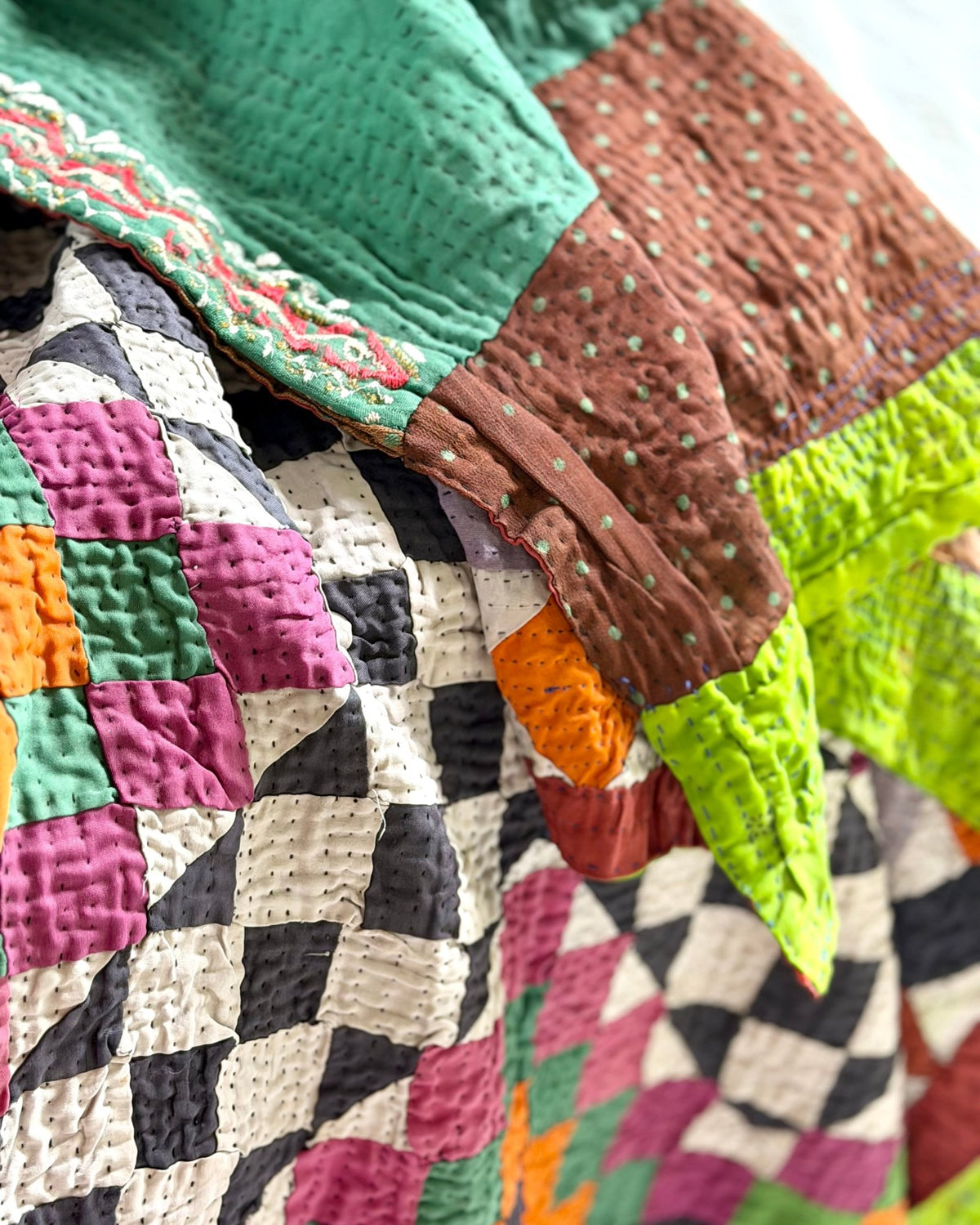 Small Ralli Quilt In Geometric Patchwork - Biggs & Hill