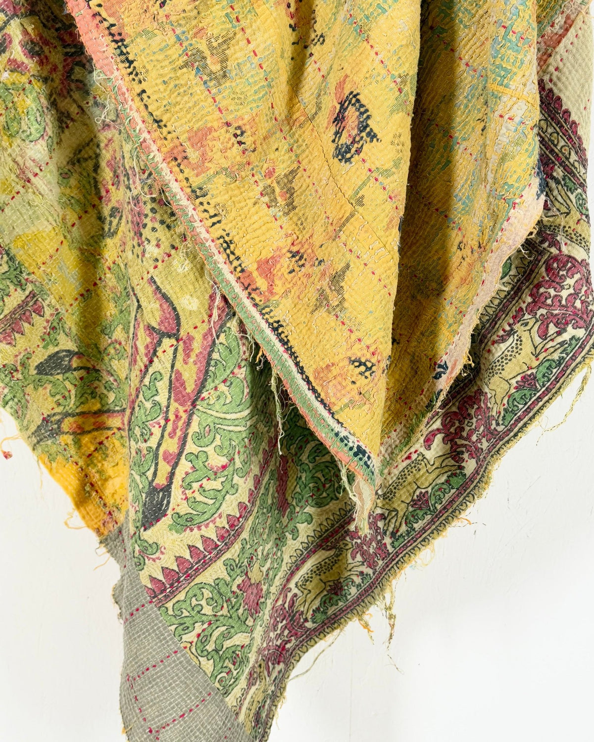 Project Kantha Quilt: Large Scale Print in Beige and Yellow - Biggs & Hill
