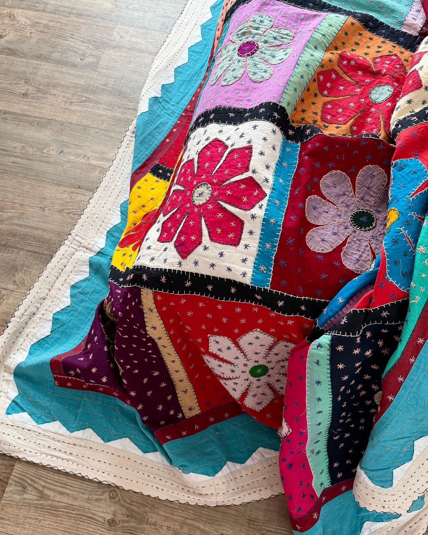 Patchwork Hand Stitched Jogi Bedspread 10 - King Size - Biggs & Hill