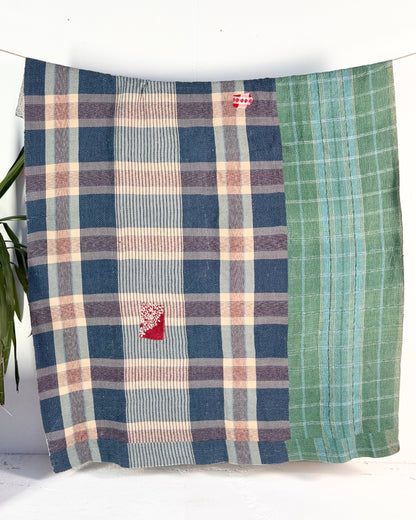 Large Fine Stitched Vintage Kantha Quilt in Multicolour Patchwork