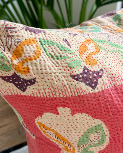 Vintage Kantha Cushion In Pink and Purple - 45cm Square