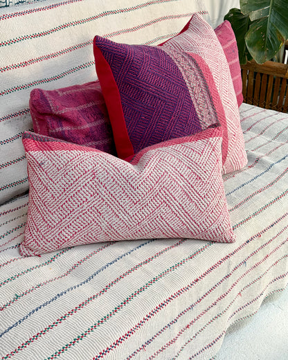 Vintage Kantha Cushion Cover In Pink and Purple - 50cm Square