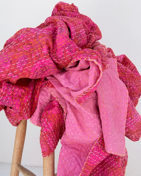 Project Fabric: Hot Pink Block Print Kantha
