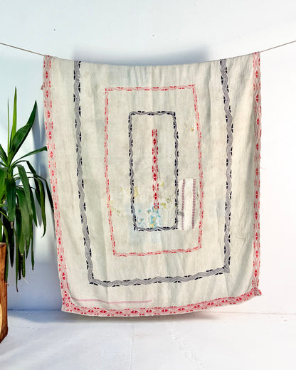 Project Kantha Quilt: Pink and White With Authentic Aged Texture