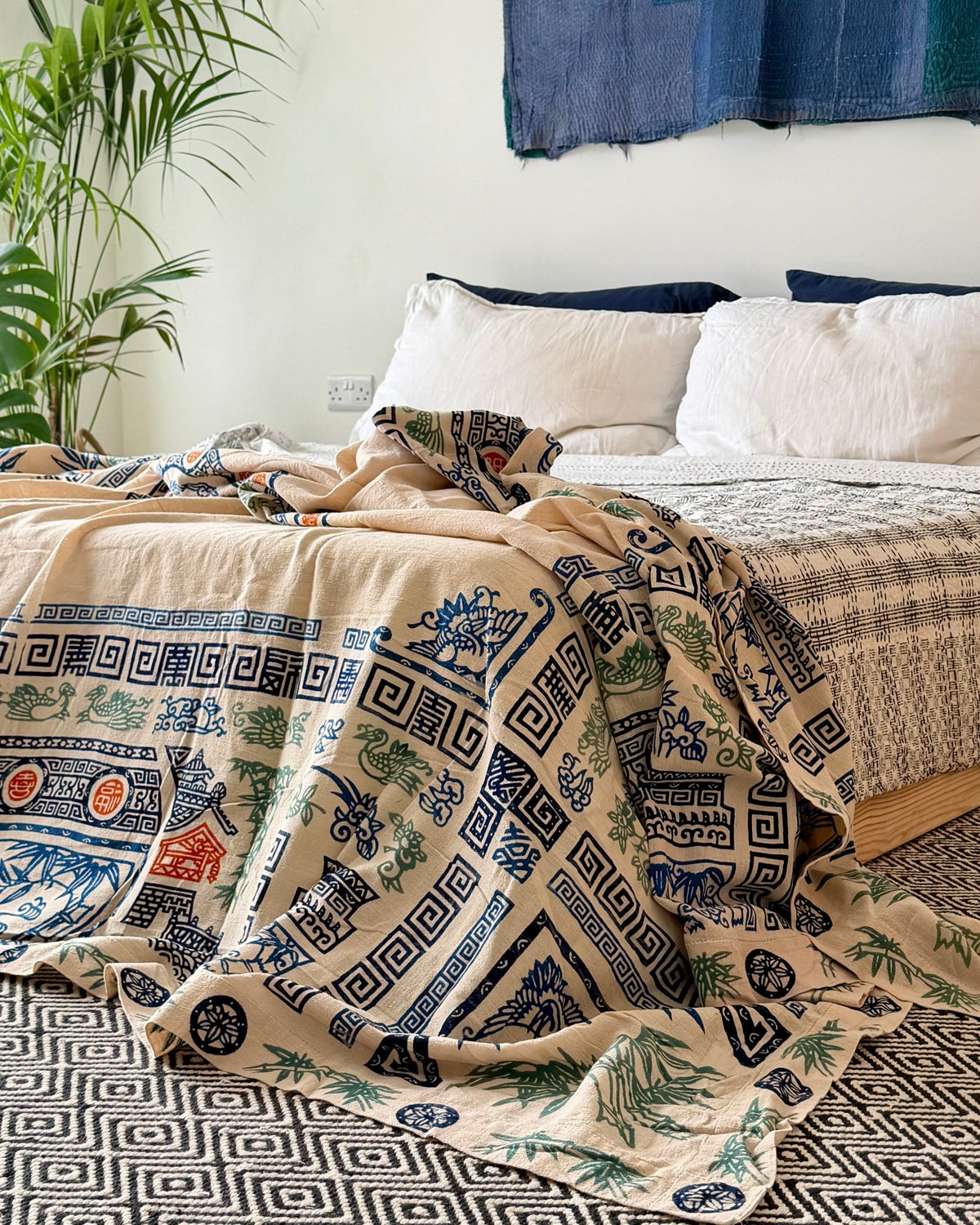 Chinese Double Sided Printed Textile or Bedcover - Biggs & Hill