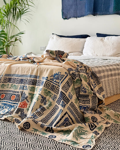 Chinese Double Sided Printed Textile or Bedcover - Biggs & Hill