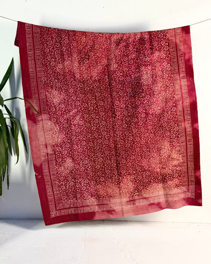 Project Kantha Quilt: Red with Resist Block Print