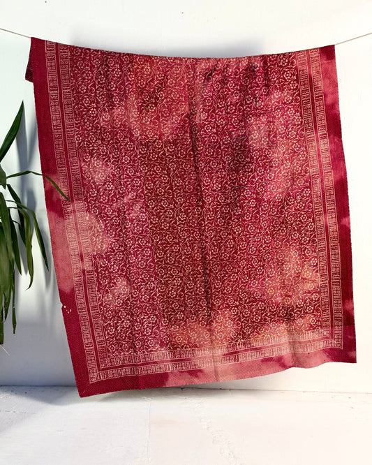 Project Kantha Quilt: Red with Resist Block Print - Biggs & Hill