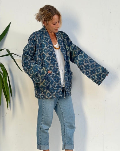 Índigo Printed Kantha Jacket