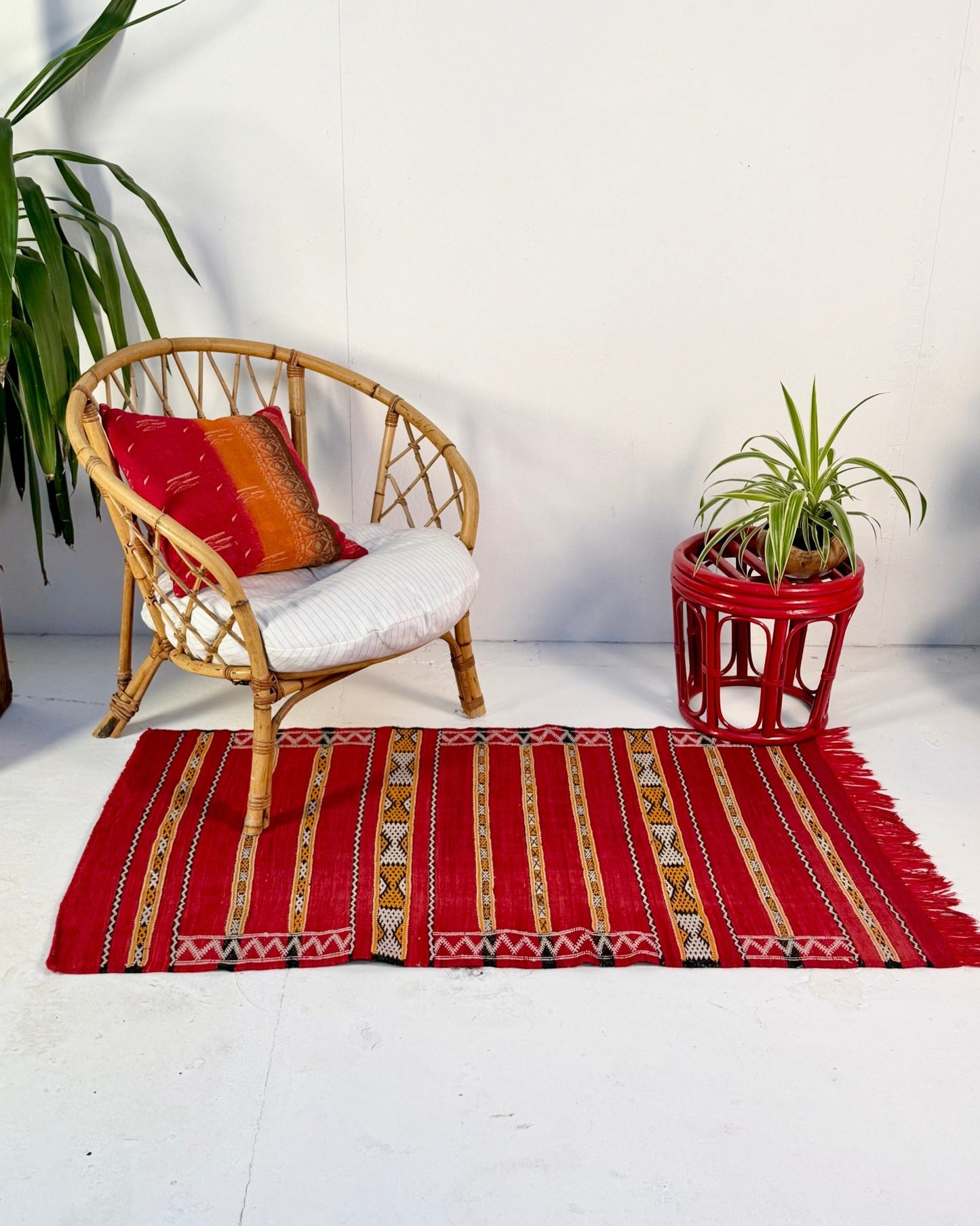 Red Vintage Moroccan Wool Kilim Rug - Biggs & Hill