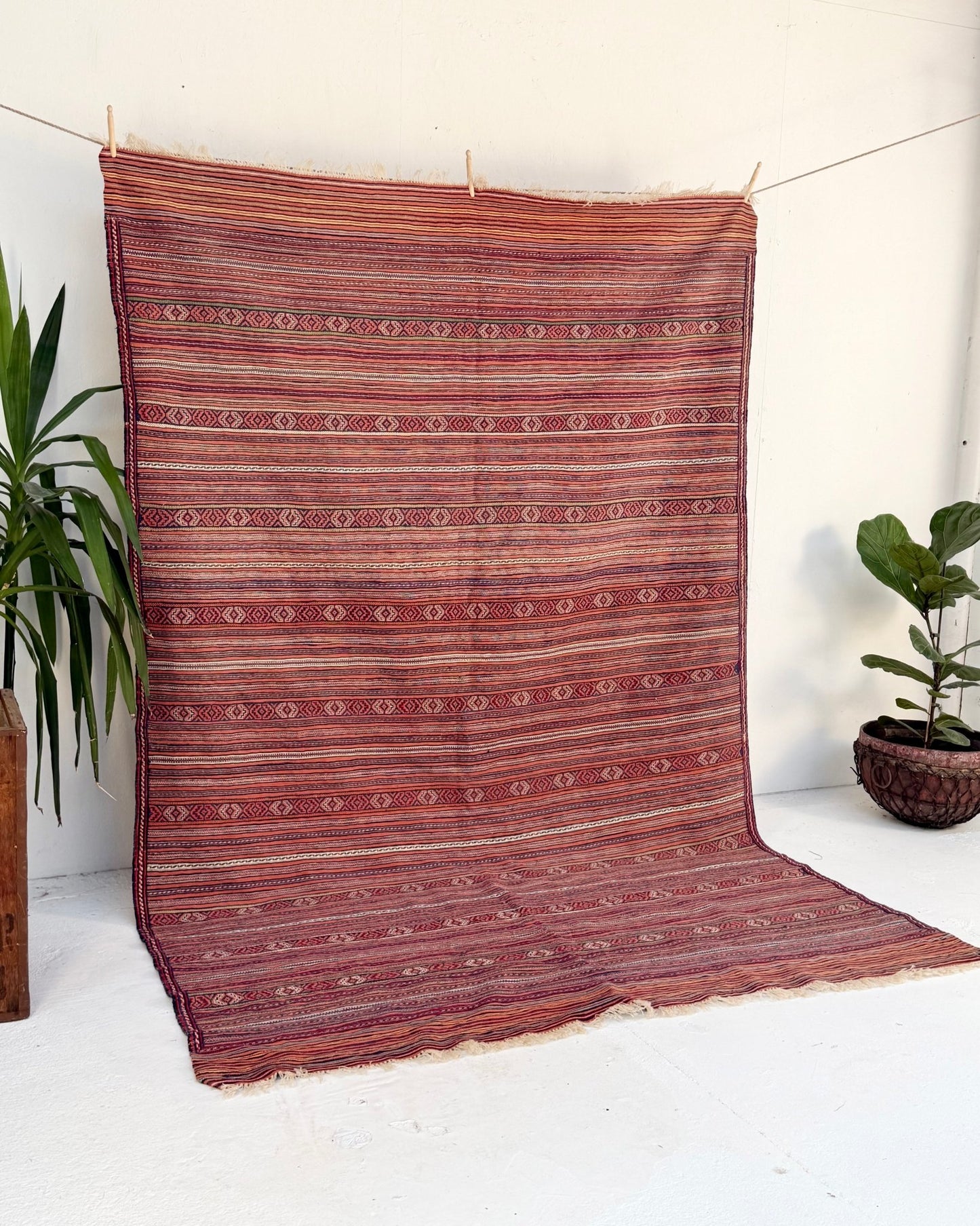 Red and Yellow Vintage Afghan Kilim Rug - Biggs & Hill