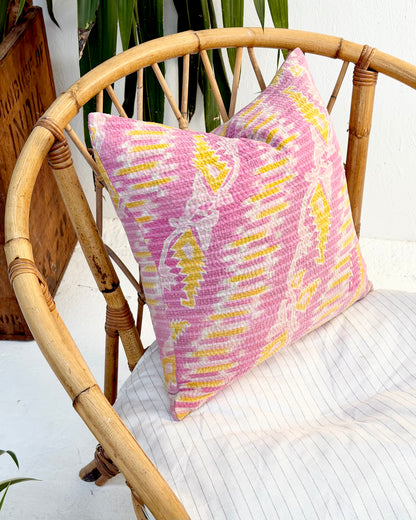 Handmade Vintage Kantha Cushion Cover In Pink - 45cm (18") Square