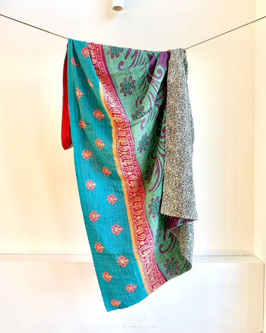 Sari Fabric Kantha Quilt 19 - Biggs & Hill