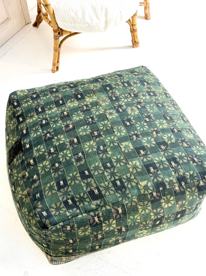 Extra Large Square Pouf Cushion Cover in Dark Green