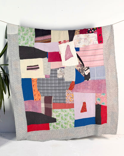 Large Fine Stitched Vintage Kantha Quilt in Multicolour Patchwork