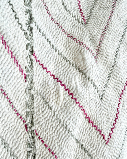 Large Antique Hand Embroidered White Nakshi Kantha From Bengal - Biggs & Hill