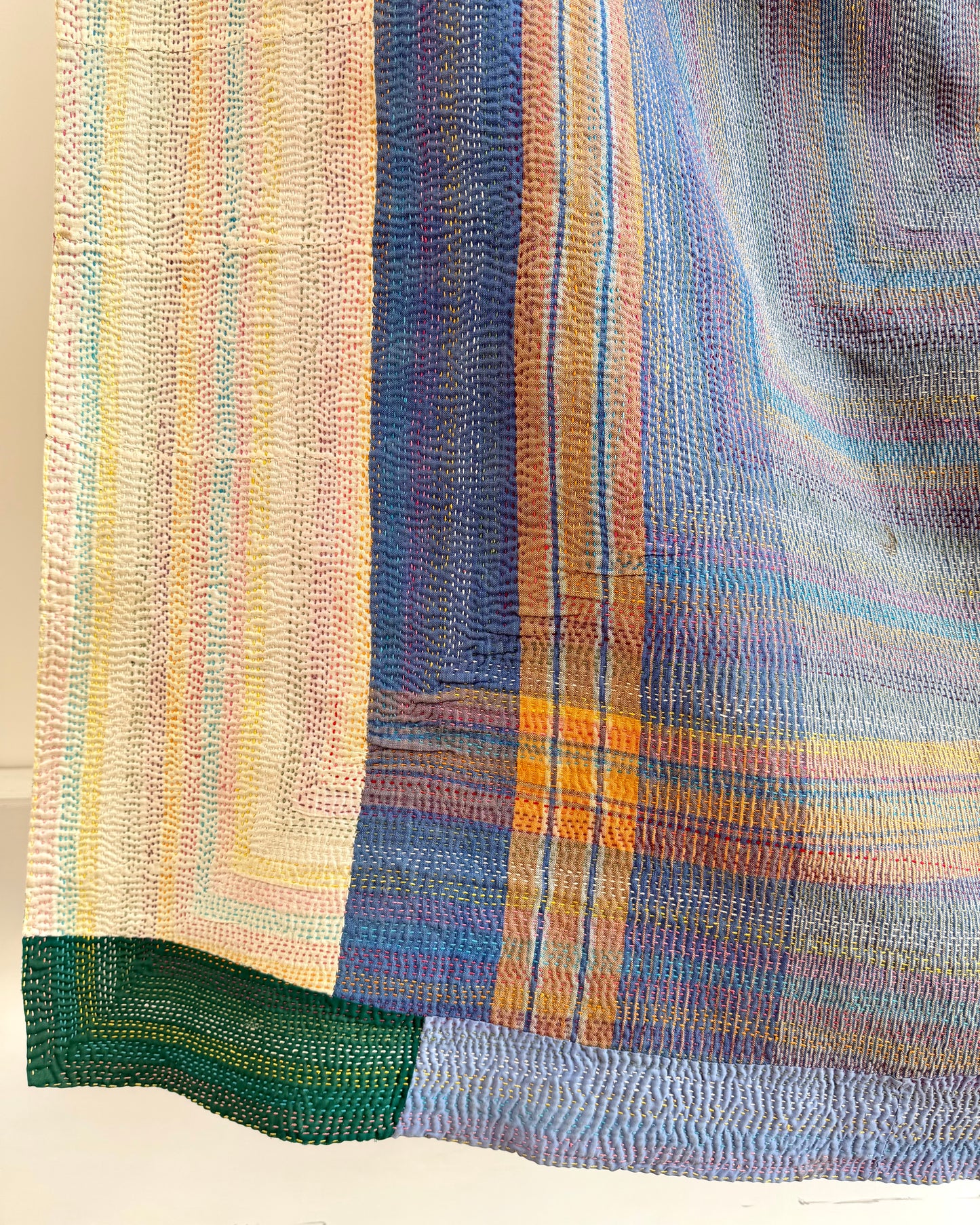 Vintage Embroidered Ralli Quilt in Black and Blue