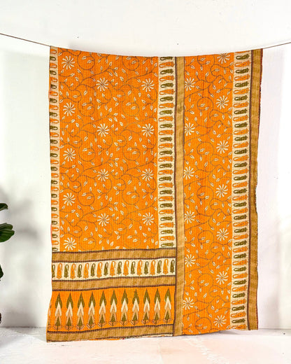 Vintage Cotton Kantha Quilt In Orange and Red 06 - Biggs & Hill