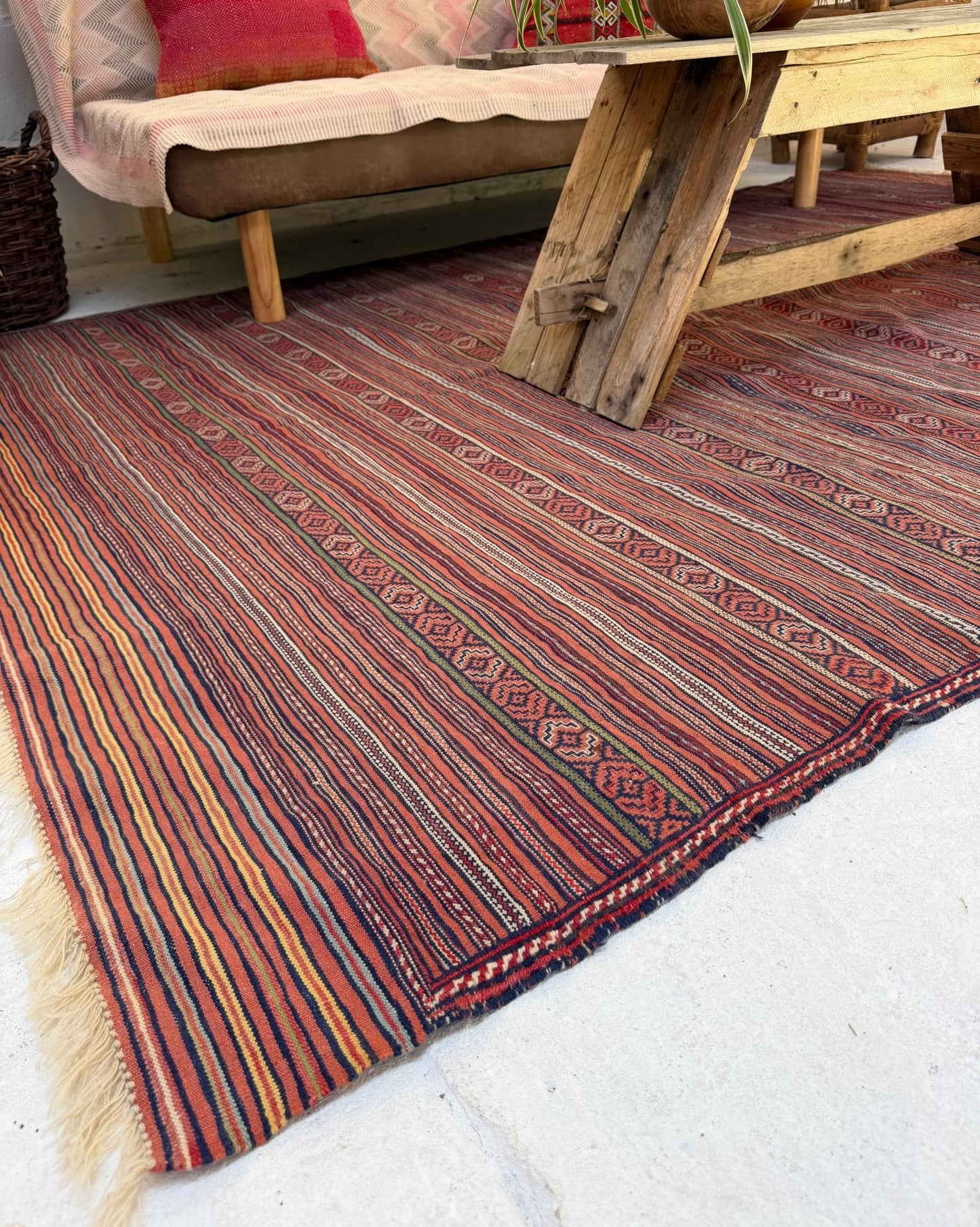 Red and Yellow Vintage Afghan Kilim Rug - Biggs & Hill