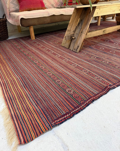 Red and Yellow Vintage Afghan Kilim Rug - Biggs & Hill