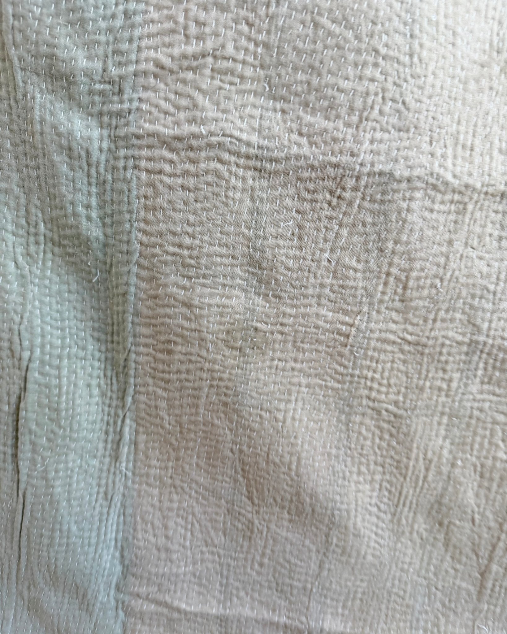 Project Kantha Quilt: Emerald Green and Beige - Biggs & Hill