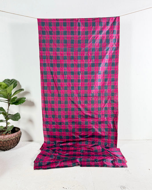 Preloved Silk Sari in Red Tartan 15
