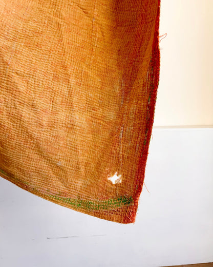 Project Kantha Quilt: Soft Yellow and Pink With Authentic Aged Texture - Biggs & Hill