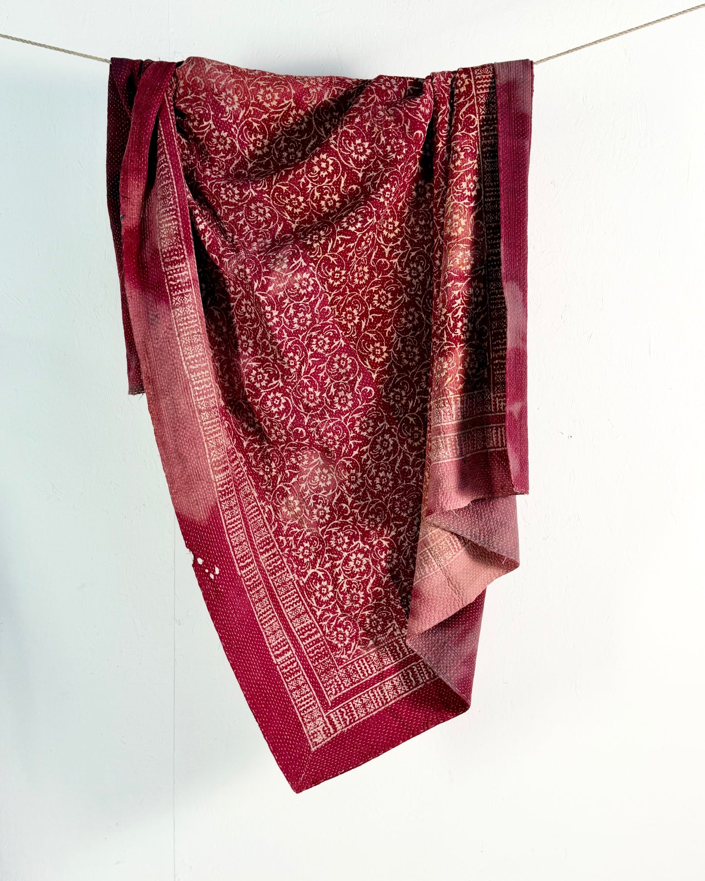Project Kantha Quilt: Red with Resist Block Print