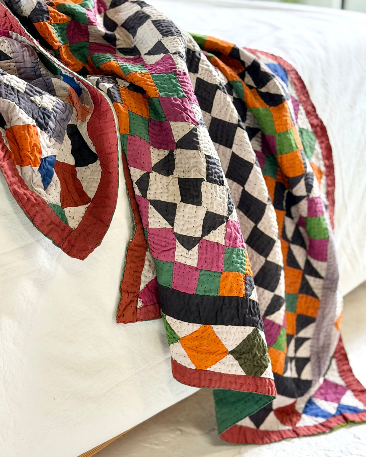 Small Ralli Quilt In Geometric Patchwork - Biggs & Hill