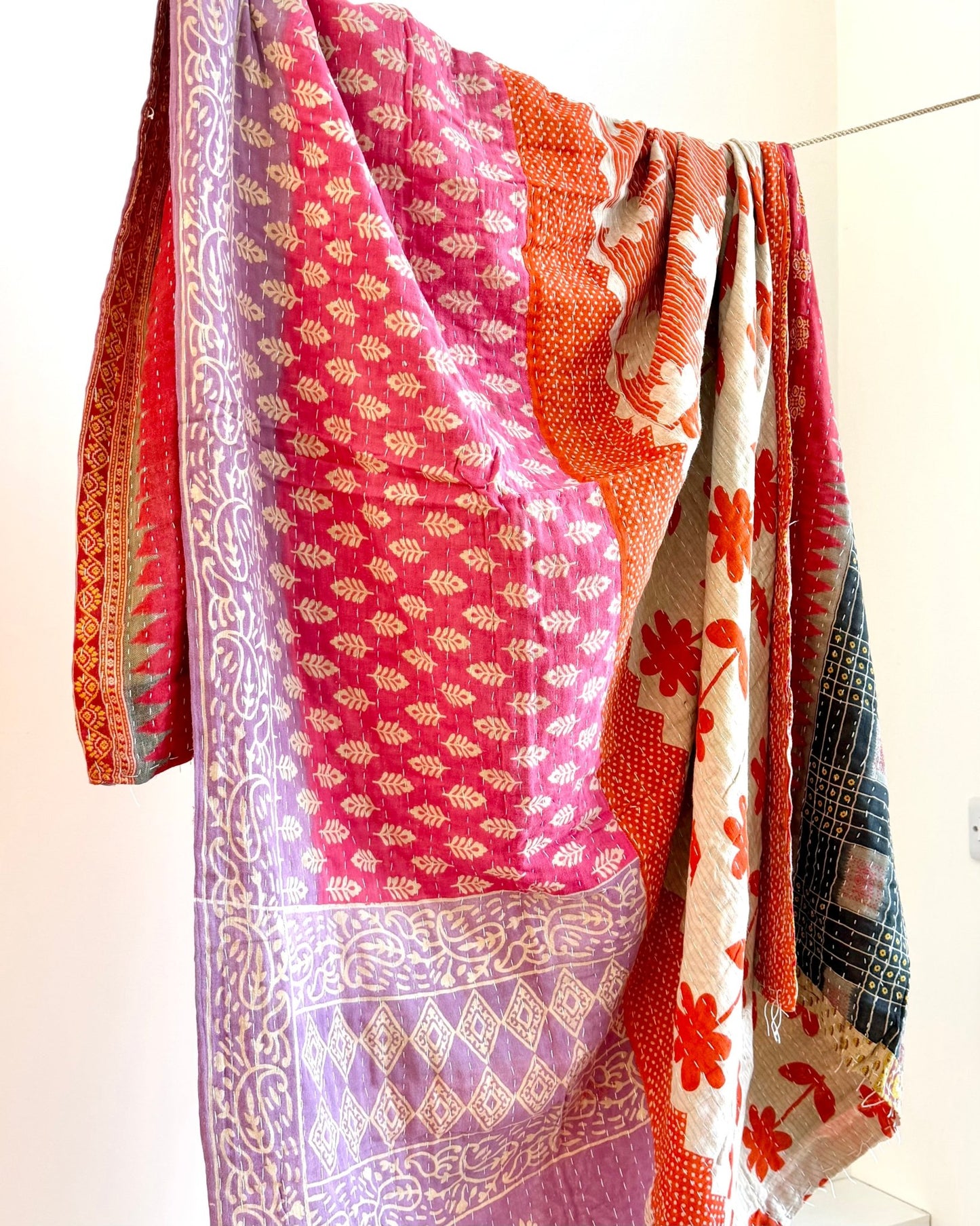 Sari Fabric Kantha Quilt 25 - Biggs & Hill