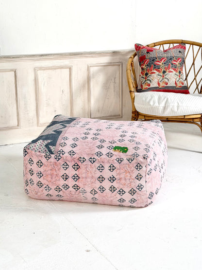 Extra Large Square Pouf Cushion Cover in Geometric Light Pink