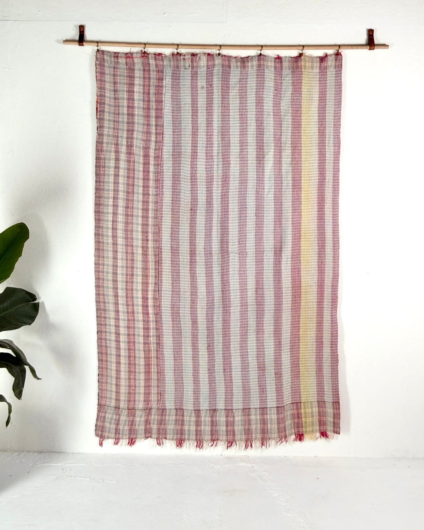 Heavy Kantha Blanket Quilt With Pink Stripes - Biggs & Hill