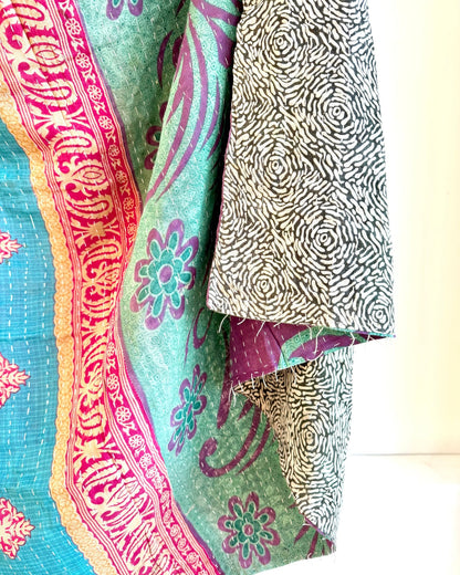 Sari Fabric Kantha Quilt 19 - Biggs & Hill