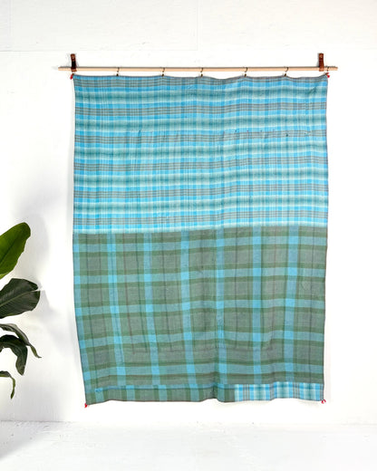 Large Fine Stitched Embroidered Vintage Kantha Quilt in Bahama Blue - Biggs & Hill