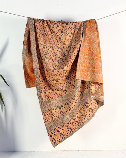 Extra Large Large Fine Stitched Vintage Kantha Quilt in Peachy Pink