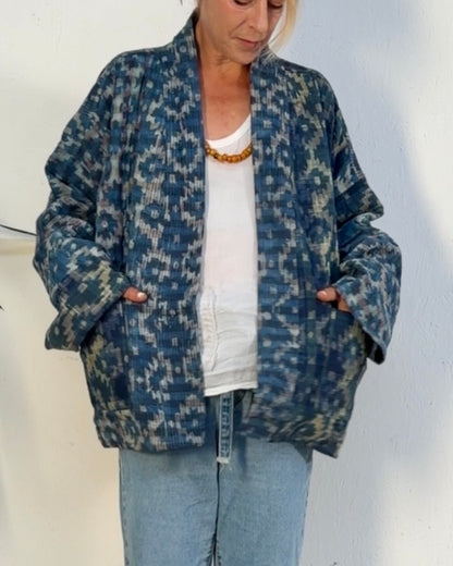 Índigo Printed Kantha Jacket