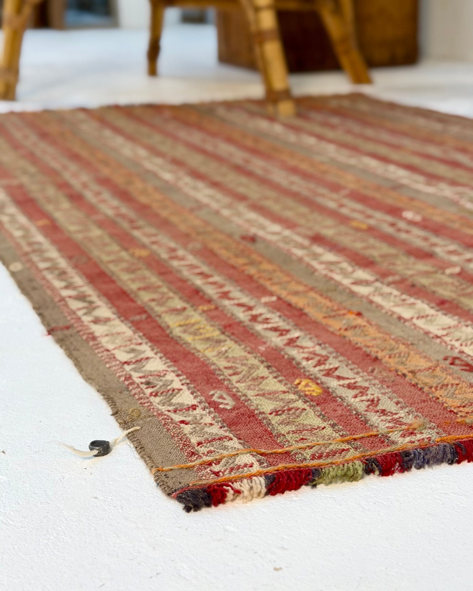 Fine Woven Vintage Anatolian Kilim In Reds and Terracottas - Biggs & Hill