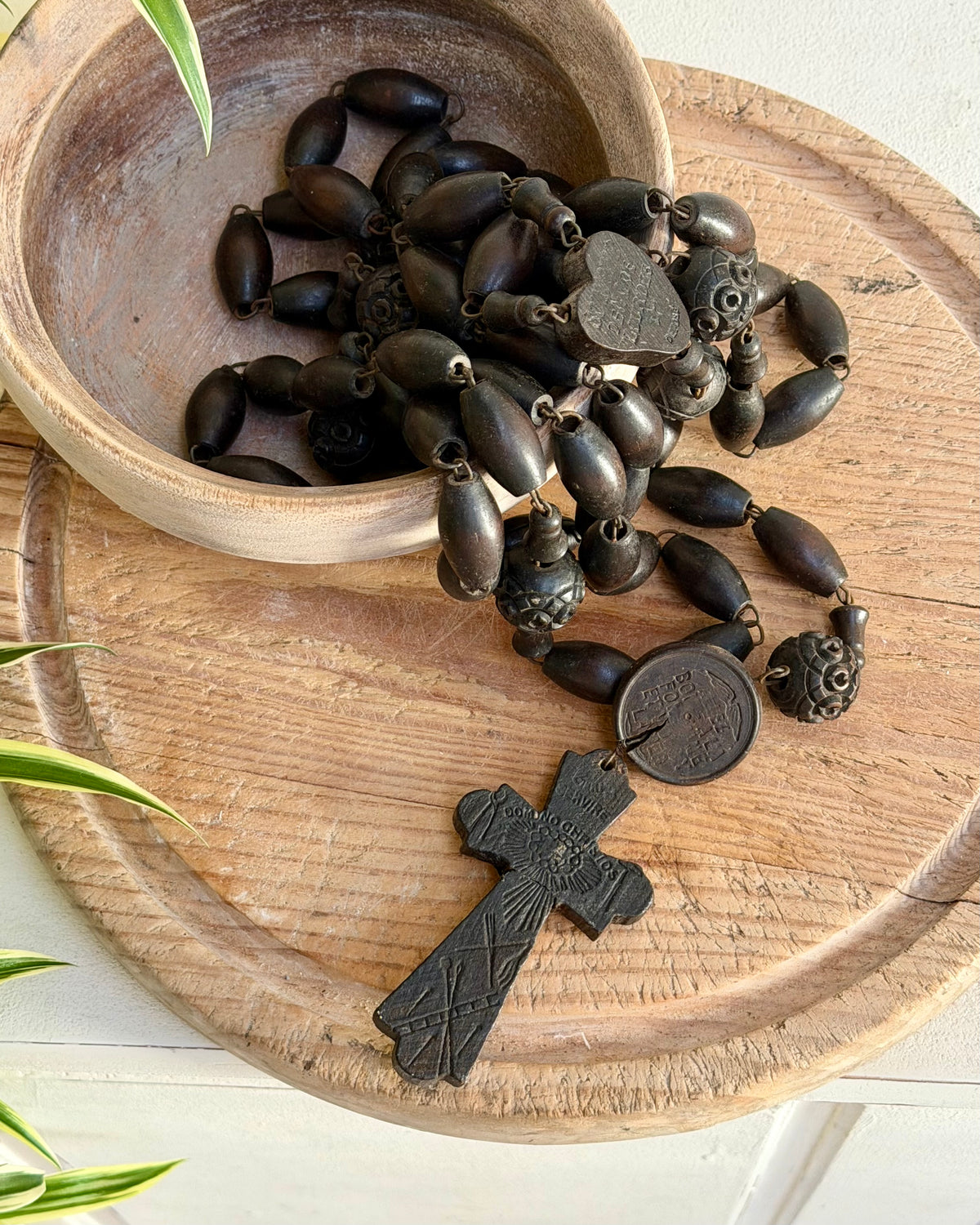 Vintage French Lourdes Ebony Rosary (Chapelet) – Wooden Pilgrimage Beads