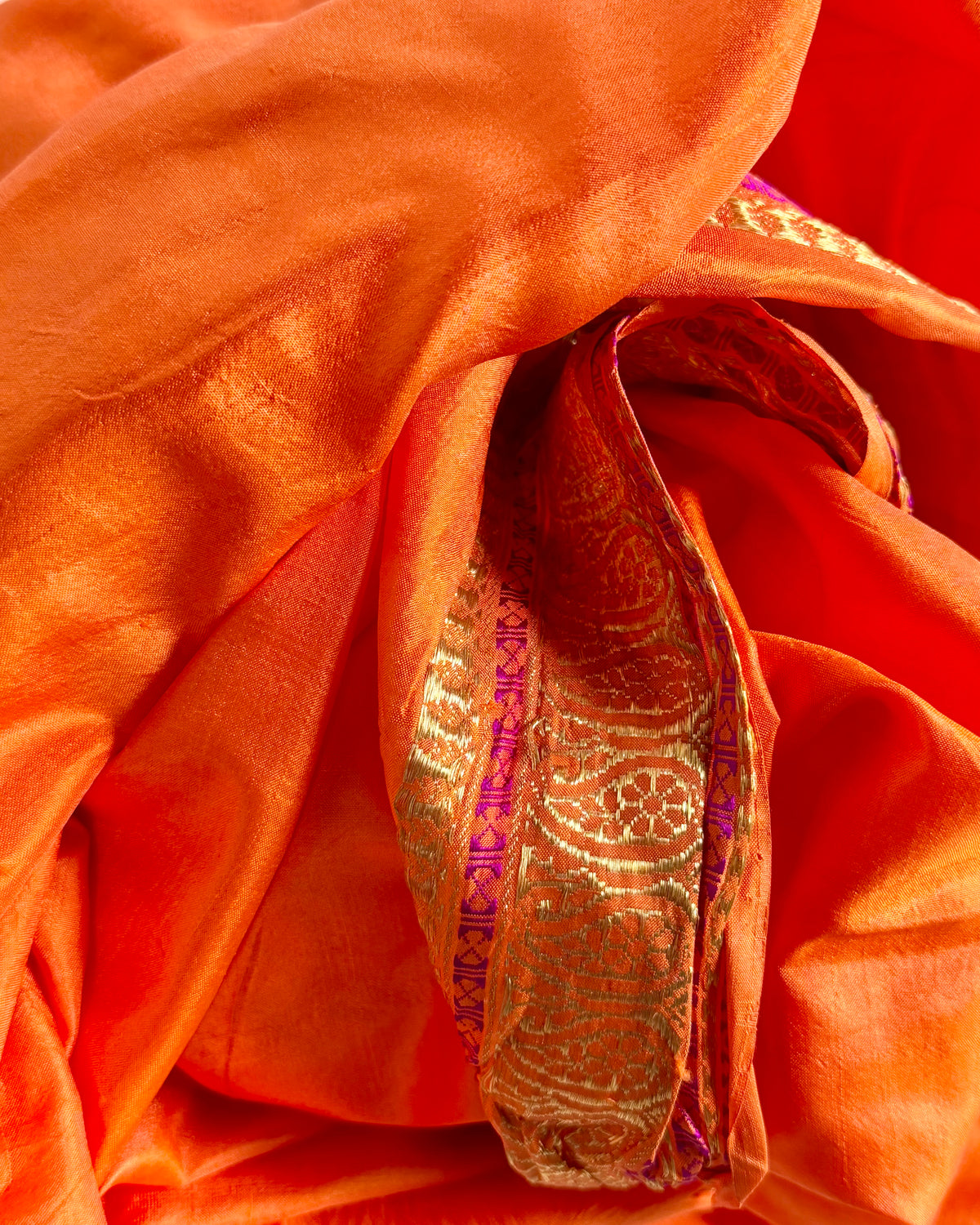 Preloved Silk Sari Length in Orange 12