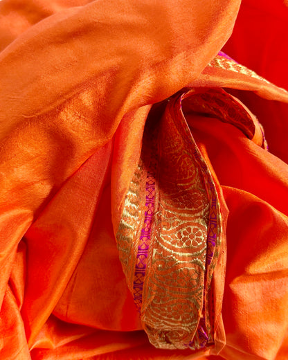 Preloved Silk Sari Length in Orange 12