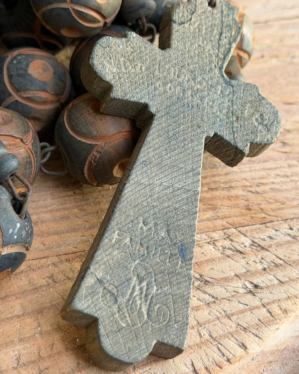 Vintage French Lourdes Rosary (Chapelet) – Wooden Pilgrimage Beads