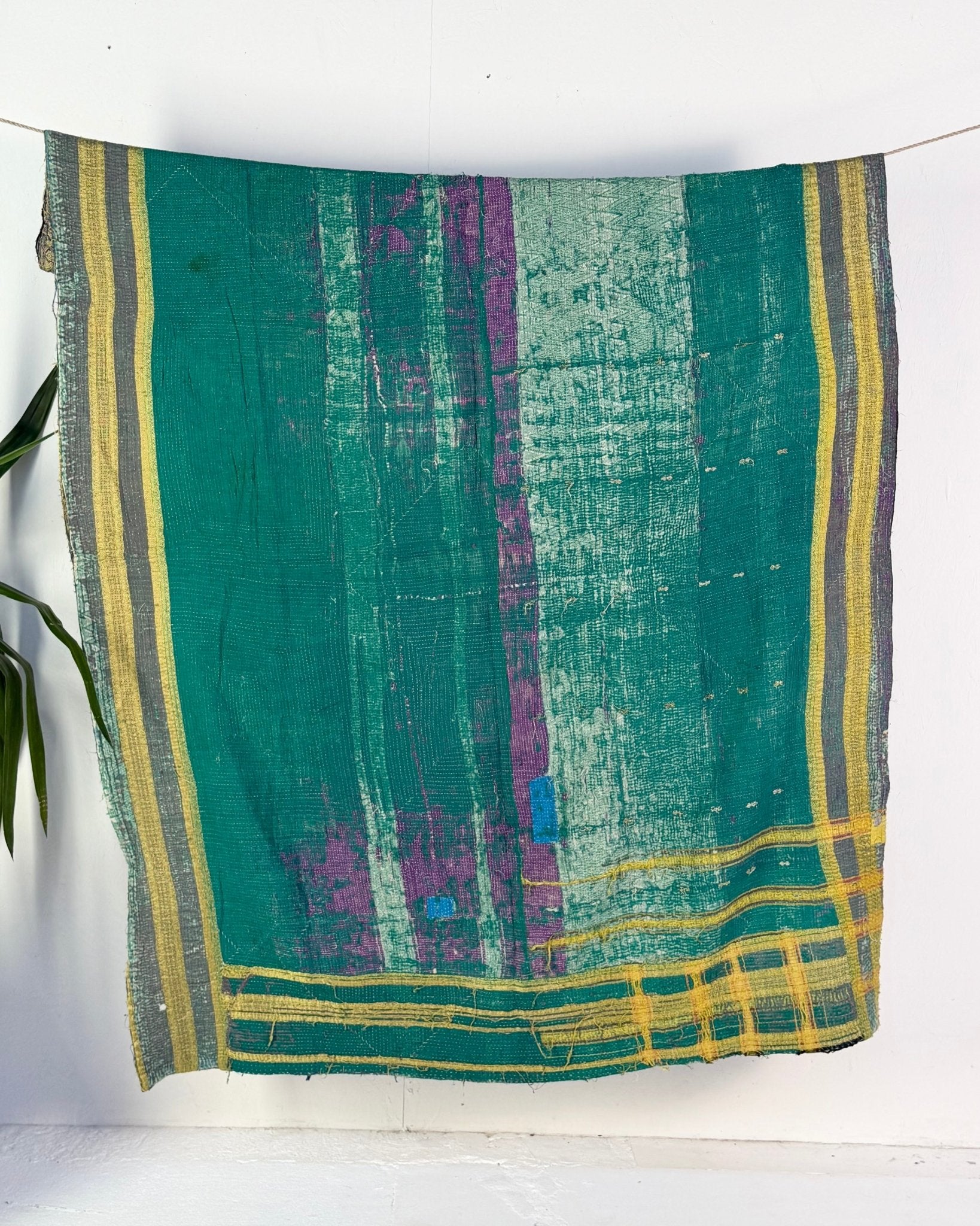Project Kantha Quilt: Dark Green And Gold - Biggs & Hill