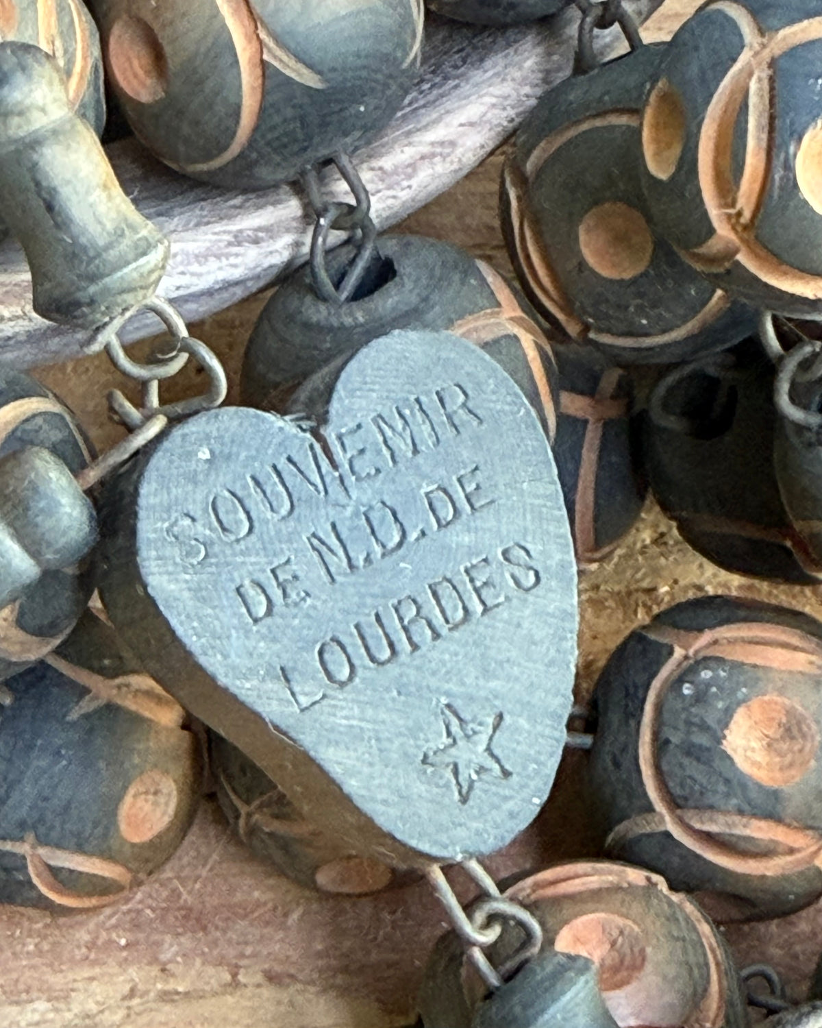 Vintage French Lourdes Rosary (Chapelet) – Wooden Pilgrimage Beads