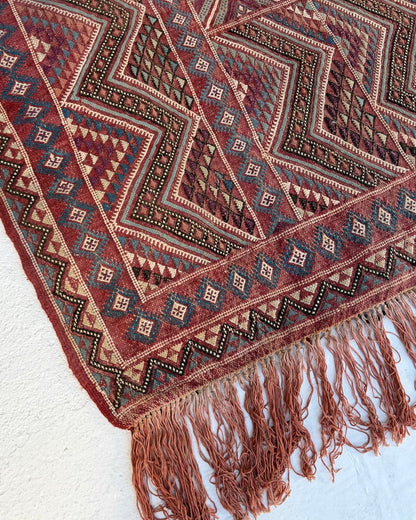 Vintage Afghan Handwoven Wool Tribal Soumac Area Rug - Biggs & Hill