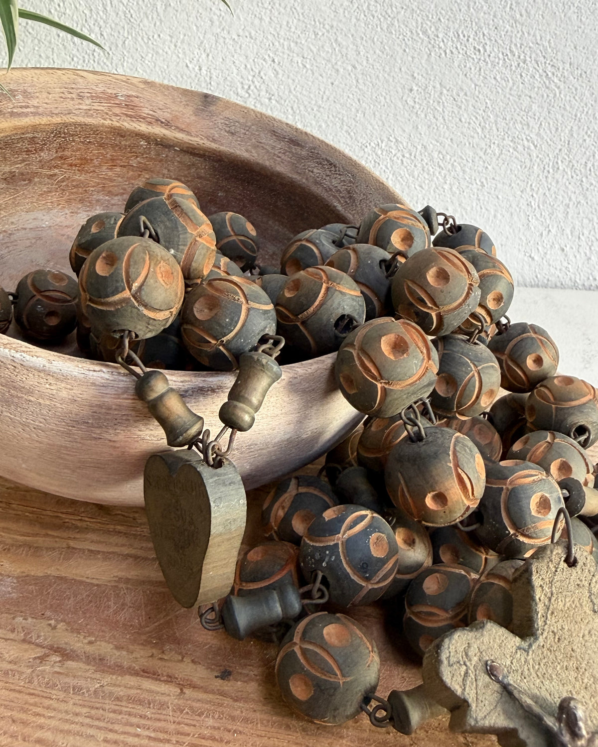 Vintage French Lourdes Rosary (Chapelet) – Wooden Pilgrimage Beads