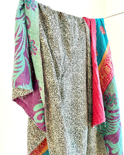 Sari Fabric Kantha Quilt 19 - Biggs & Hill