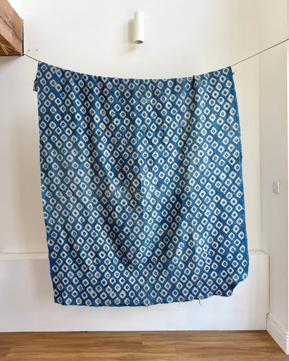 Project Kantha Quilt: Indigo Print With Authentic Aged Texture - Biggs & Hill