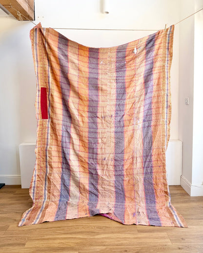 Project Kantha Quilt: Pink and Blue With Embroidery - Biggs & Hill